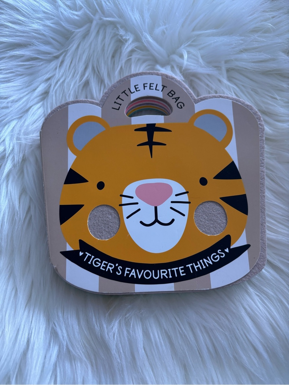 NEW Little Felt Bag Book Cute Yellow Tiger Face